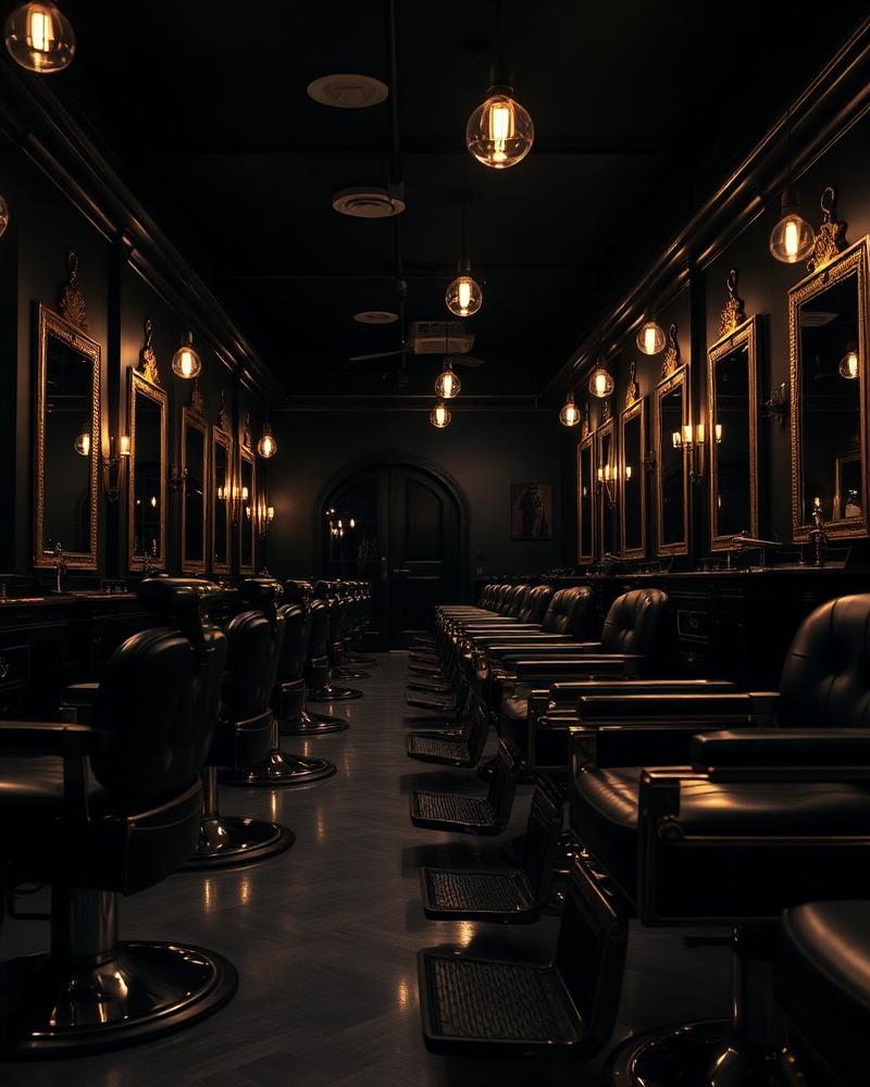 Row of premium barber chairs inside the shop